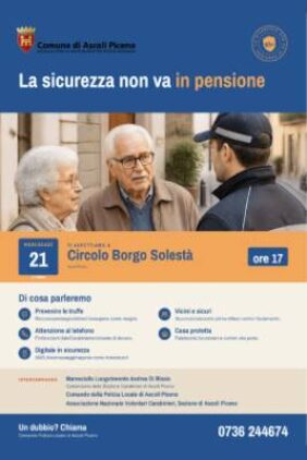 La sicurezza non va in pensione - Incontri pubblici per riconoscere le truffe e sapere come difendersi - Mercoledì 21 ottobre